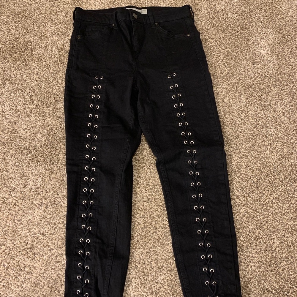 Topshop Jamie lace up denim *PETITE*